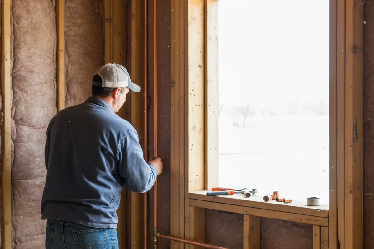 Licensed plumber running new copper supply lines in a Bethany home